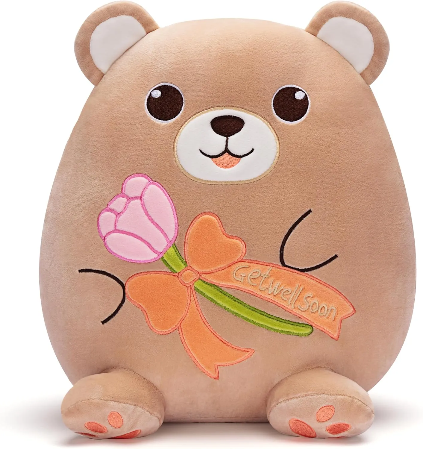 Get Well Soon Teddy Bear Plush Pillow,12" Soft Huggable Stuffed Animal Toy,Patient Feeling Better Gifts for Children, Girls, and Women