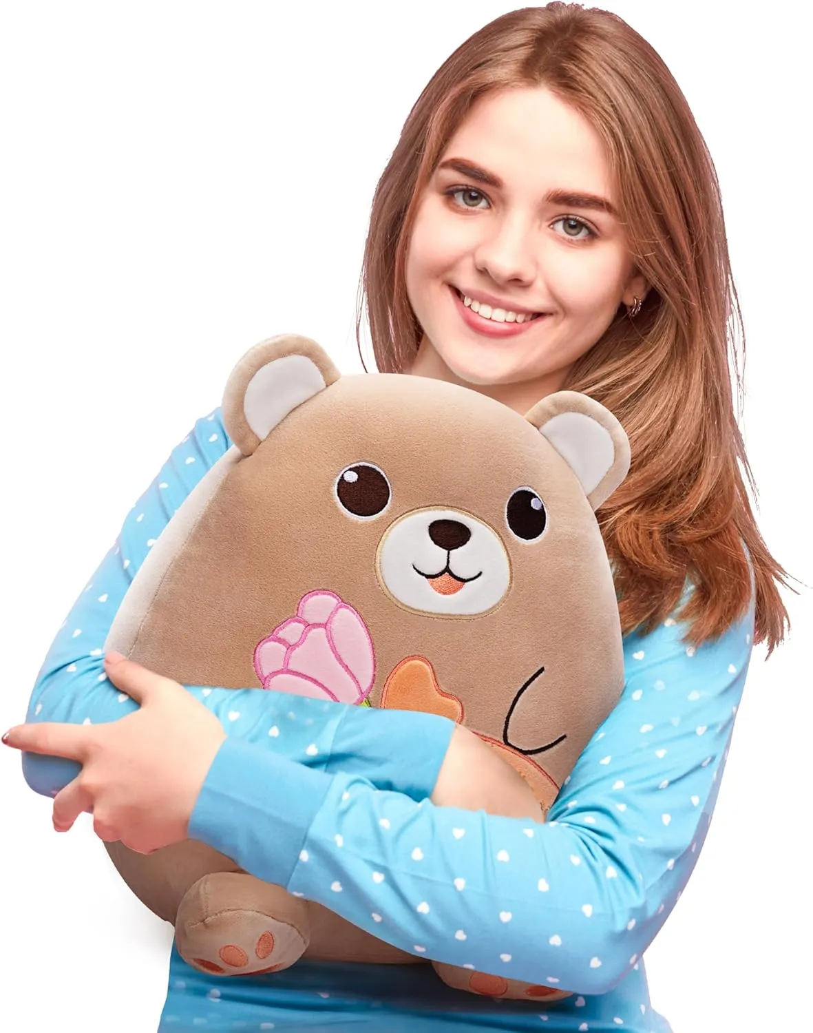 Get Well Soon Teddy Bear Plush Pillow,12" Soft Huggable Stuffed Animal Toy,Patient Feeling Better Gifts for Children, Girls, and Women