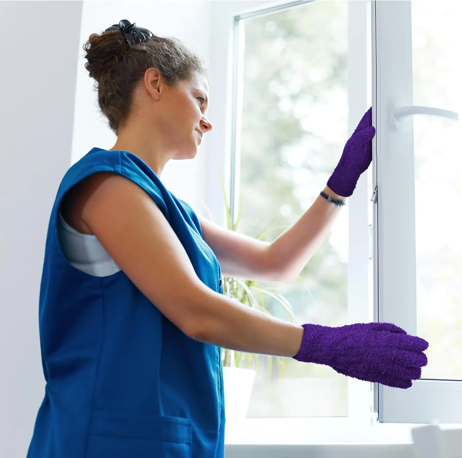 Geyoga 12 Pairs Microfiber Dusting Gloves Household Dusting Cleaning Glove Washable Plant Dusting Mittens