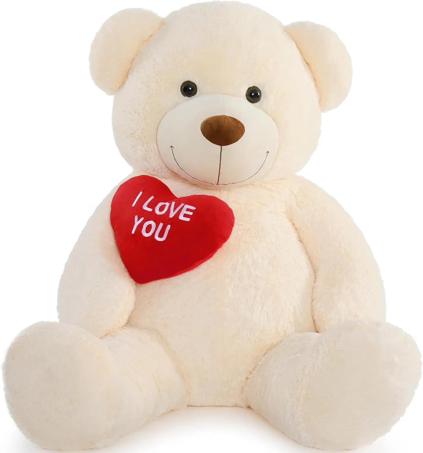 Giant Teddy Bear - Big Heart Teddy Plush Toy, 52" - Perfect for Kid's Christmas, Birthday, Valentine's, Wedding
