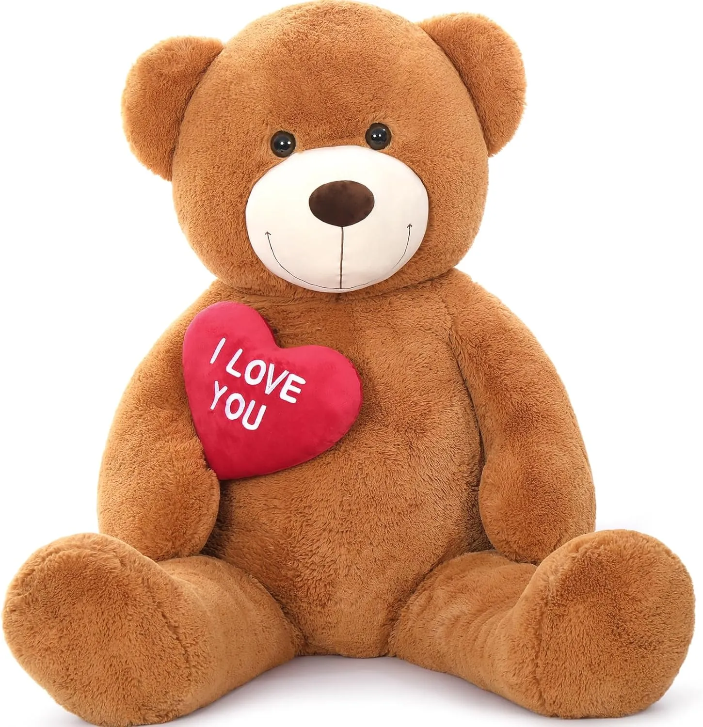 Giant Teddy Bear Stuffed Animal 5Ft, Big Teddy Bear with Heart, Large Brown Stuffed Bear Plush Toys for Kids, I Love You Bear Gift for Girlfriend Wedding