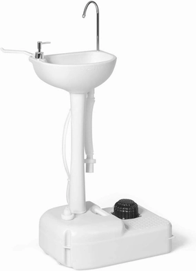 Giantex Portable Camping Sink with Soap Dispenser and Towel Holder, 19L Water Capacity with Rolling Wheels and Foot Pump for Outdoor Events, Gatherings, Camping, Portable Hand Wash Basin Stand