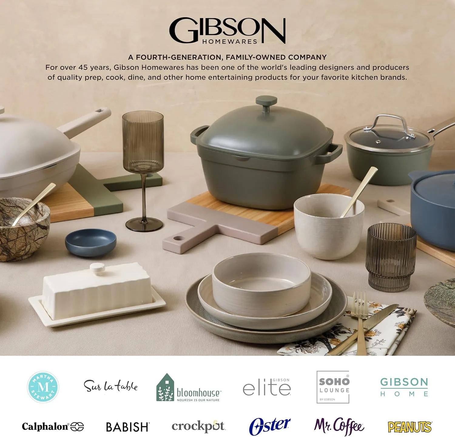 Gibson Elite Terranea Round Reactive Glaze Terra Cotta Dinnerware Set, Service for Four (12pcs), Grey
