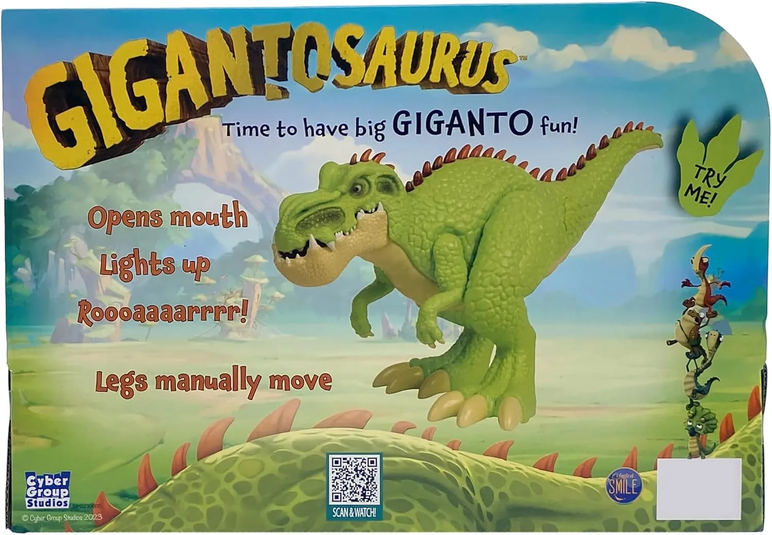 Gigantosaurus: Action Giganto - 14" Green Dinosaur Figure - Light-Up Spine, Roars, Walks & Stomps, Opens Mouth, TV Series Action Dino Toy, Kids Age 3 