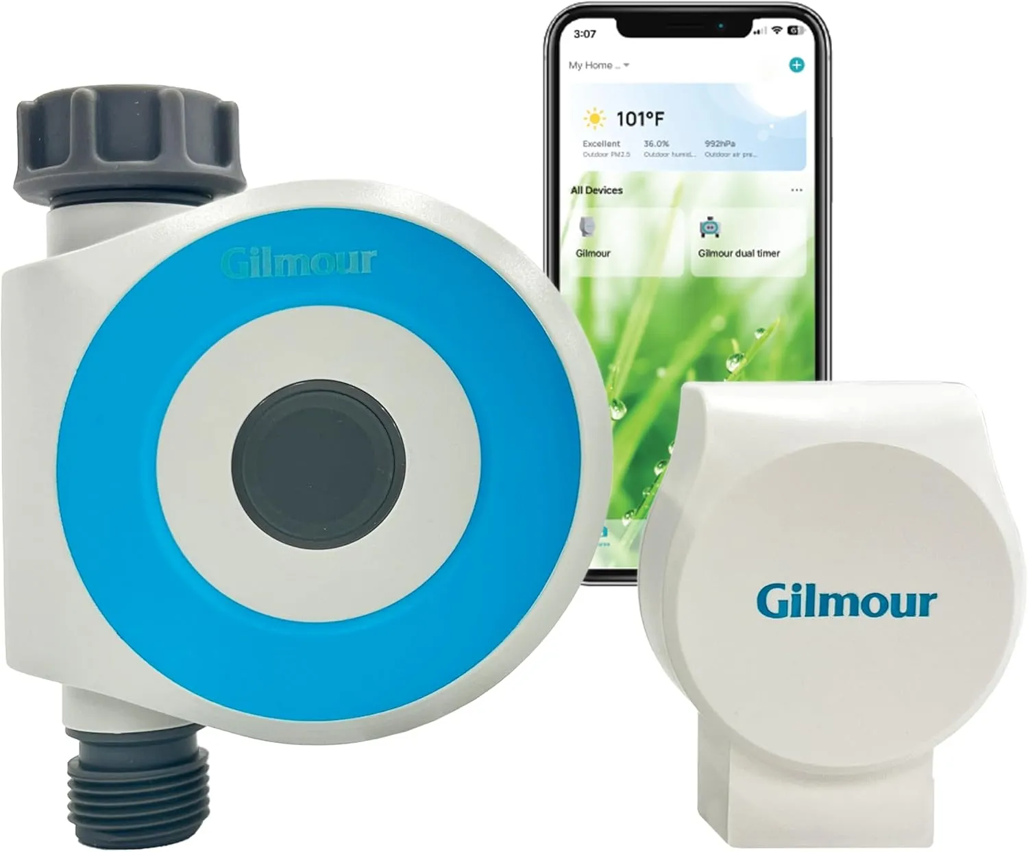 Gilmour Single Outlet Smart Water Timer, WiFi Automatic Watering System, Rain Delay, Battery Operated
