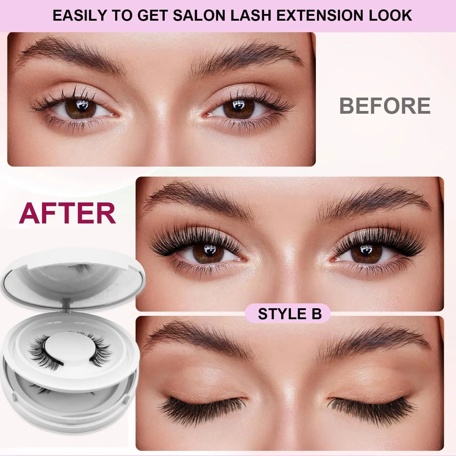 Ginani Magnetic Eyelashes with Applicator,Magnetic Eyelashes Natural Look, Ginani Magnet Lashes without Eyeliner,No Glue Needed Soft Lashes Kit for Women(Devil Camellia Iris Simple)