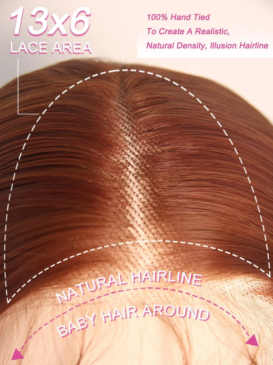 Ginger Orange Synthetic Lace Front Wig for Women, 13x6 Lace Front, Long Wavy with Baby Hair, Deep Parting, Natural Hairline, Hd Lace, Heat Resistant Fiber Wig 26 Inch