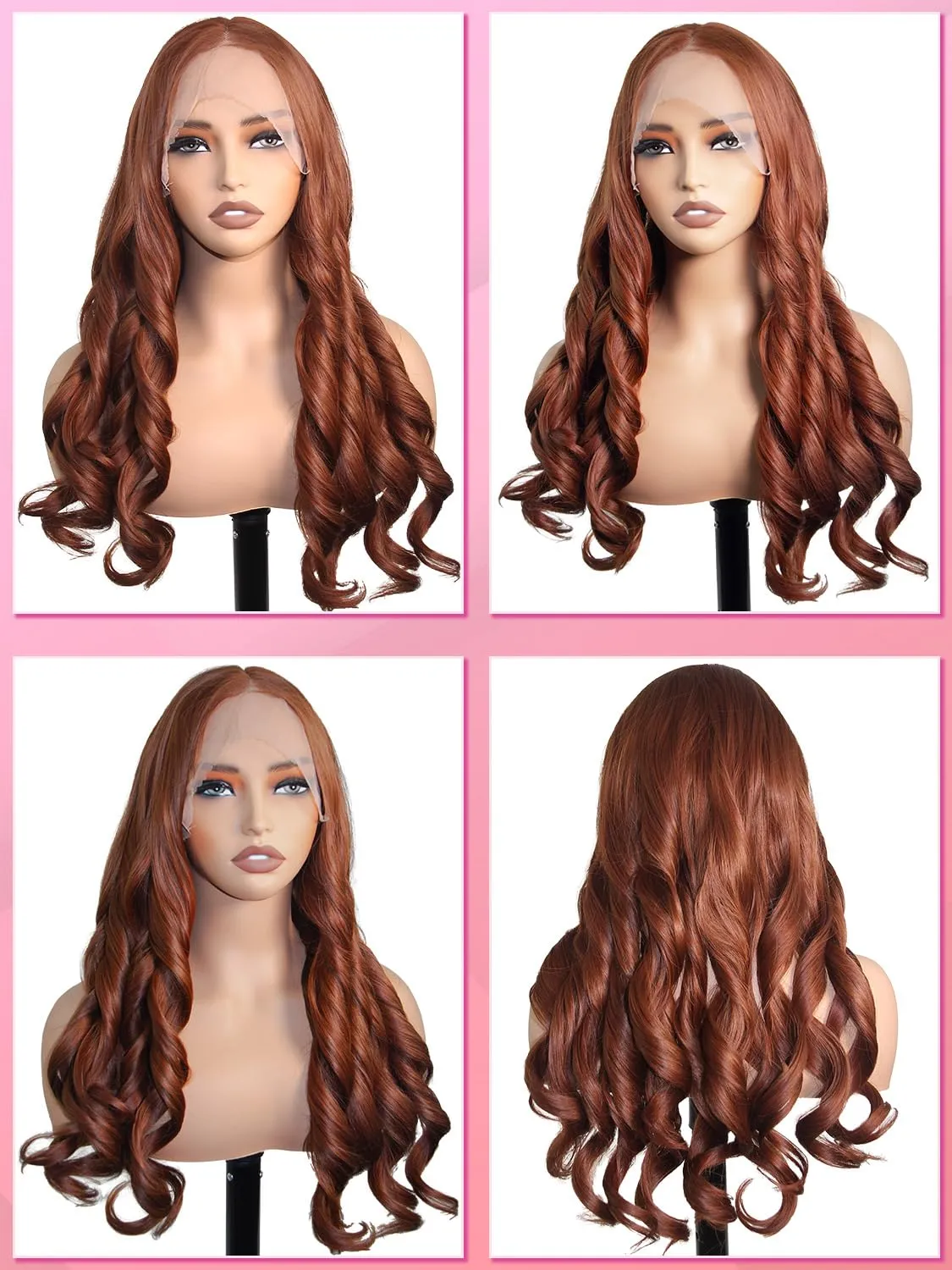 Ginger Orange Synthetic Lace Front Wig for Women, 13x6 Lace Front, Long Wavy with Baby Hair, Deep Parting, Natural Hairline, Hd Lace, Heat Resistant Fiber Wig 26 Inch