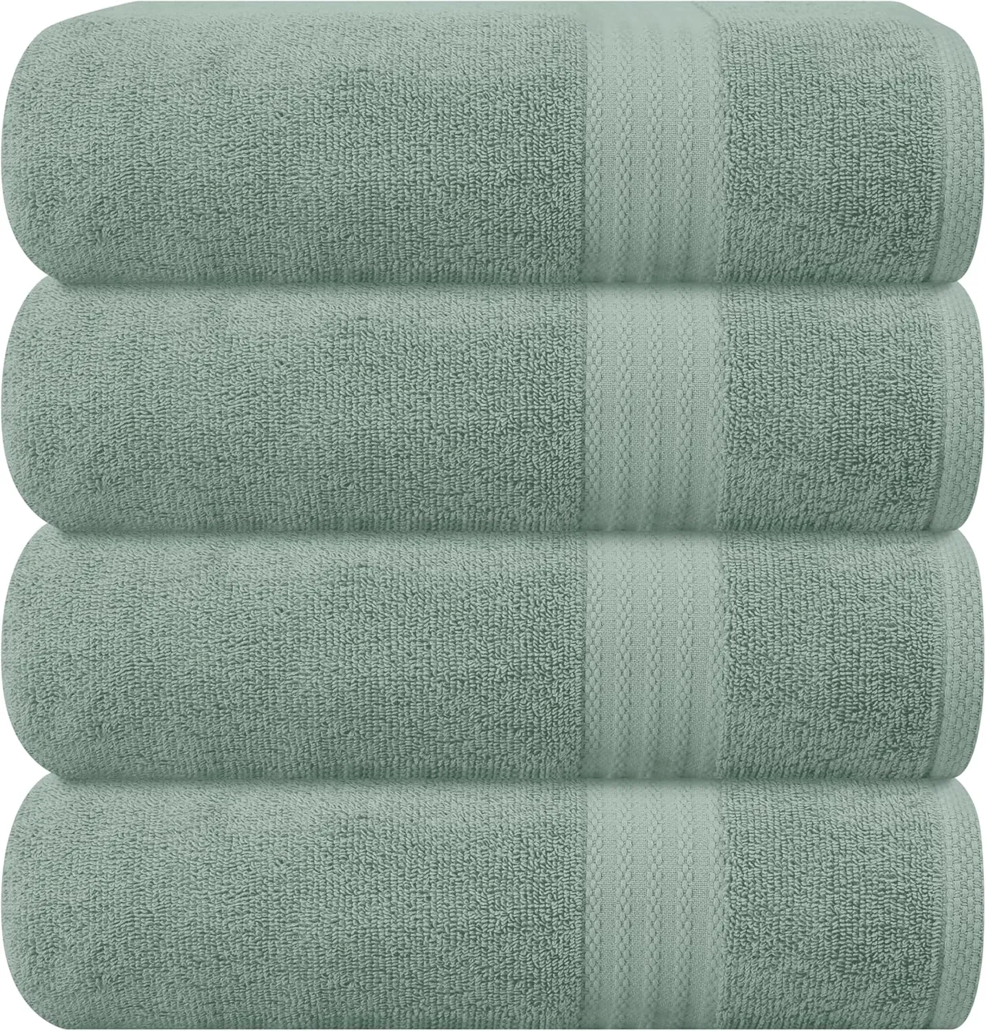 GLAMBURG Premium Cotton 4 Pack Bath Towel Set - 100% Pure Cotton - 4 Bath Towels 27x54 - Ideal for Everyday use - Ultra Soft & Highly Absorbent - Jade