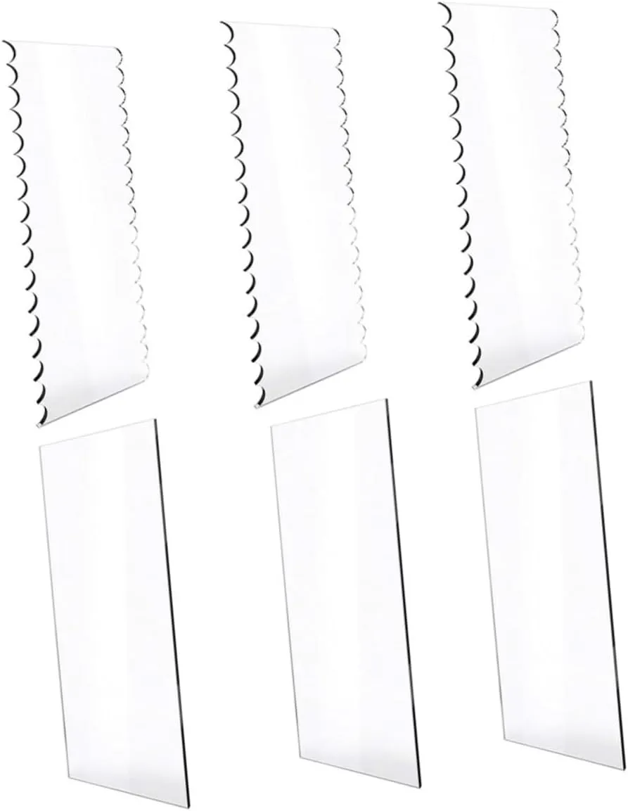 GLEAVI 6Pcs Acrylic Cake Scraper for Kitchen Icing and Fondant Smoothing Tools Versatile Cake Decorating Accessories for Easy Clean and Reusable Use