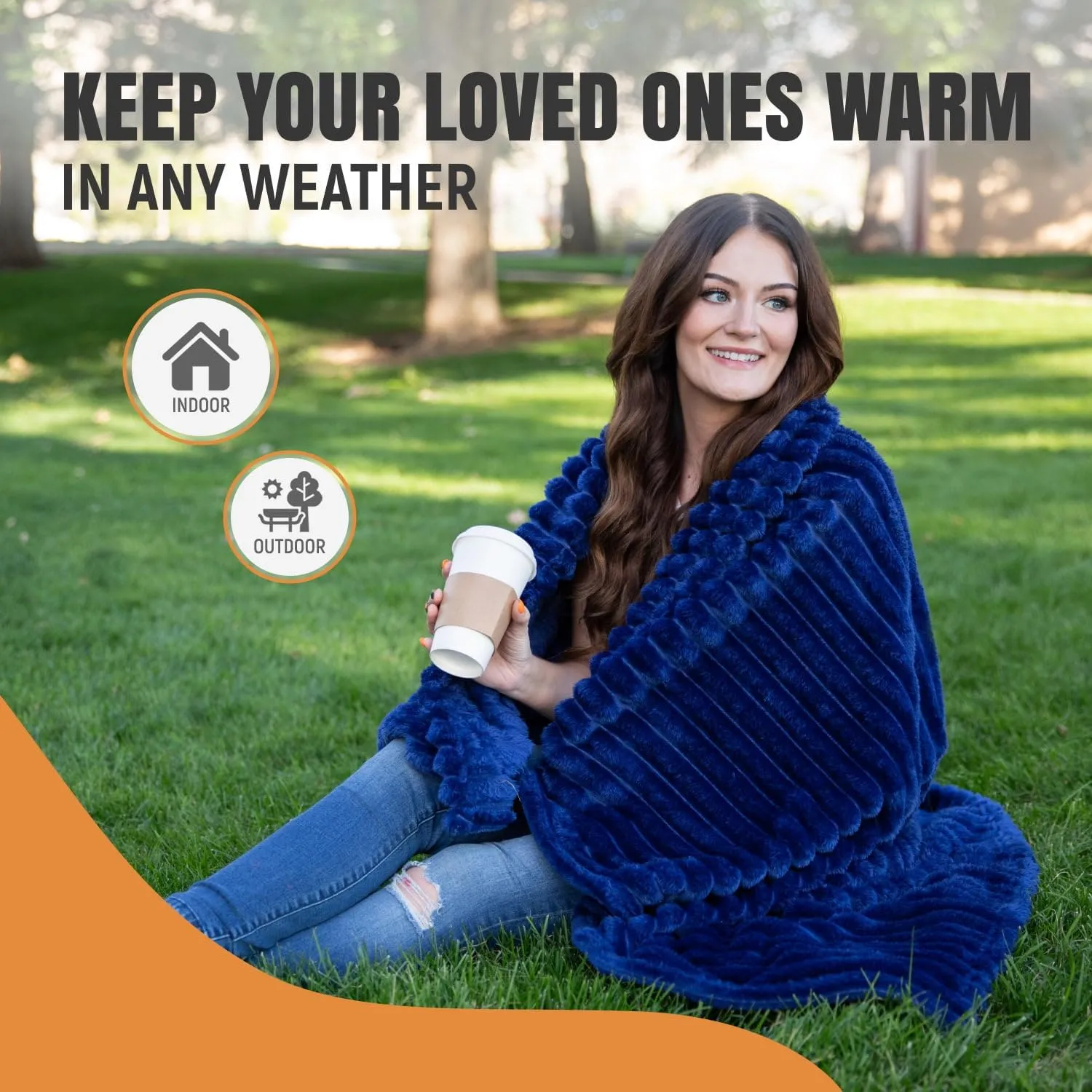 GO Premium Cozy Soft King Blanket for Couch, Bed - Navy Blue Fleece Blanket for Living Room, Bedroom - Large for Men, Women (90x108 Inches)