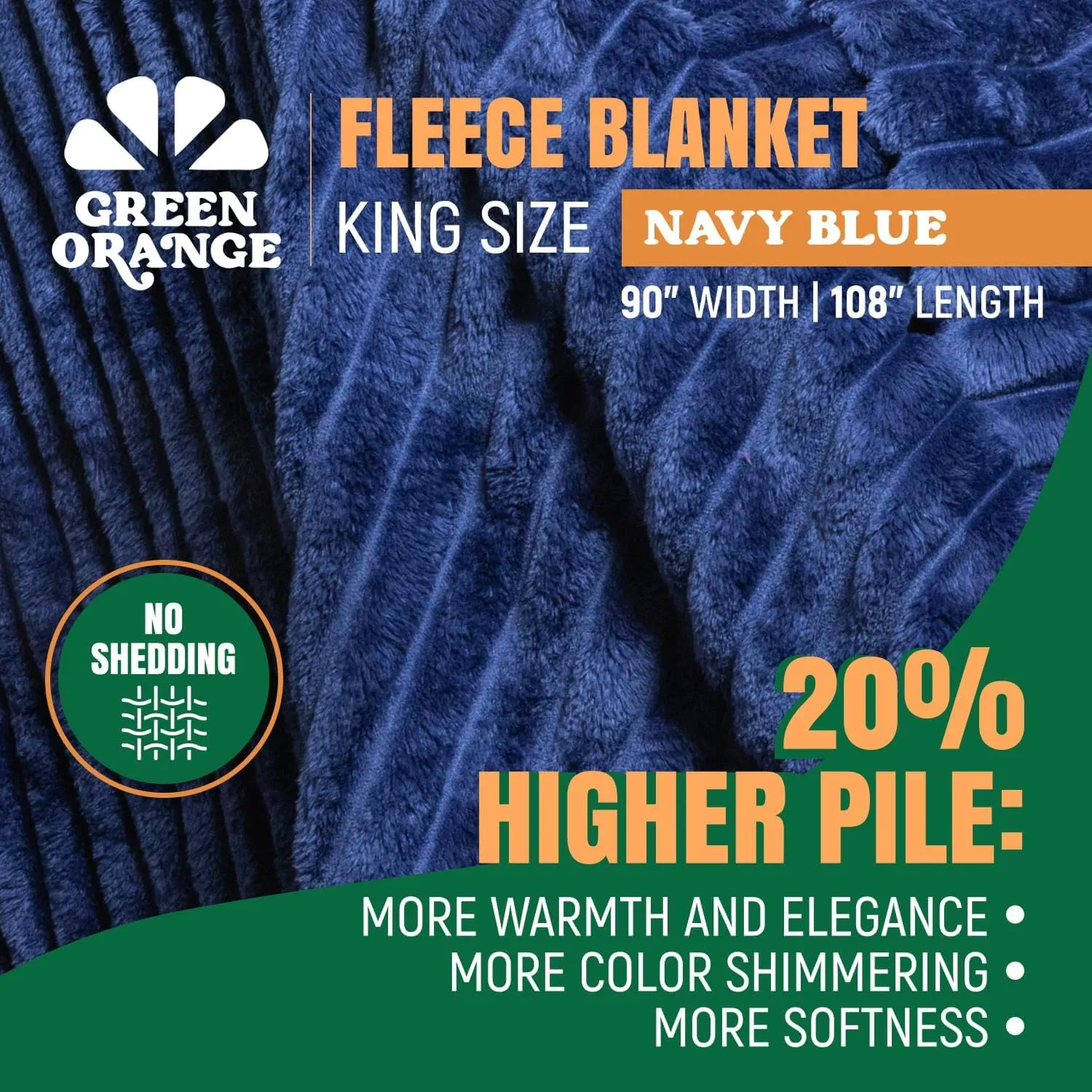 GO Premium Cozy Soft King Blanket for Couch, Bed - Navy Blue Fleece Blanket for Living Room, Bedroom - Large for Men, Women (90x108 Inches)
