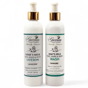 Goat Milk Lotion & Body Wash Set – Lavender Scent, 8oz each - Body Lotion & Face Wash, Moisturizing Skin Care Set for All Skin Types, Hydrating Skincare