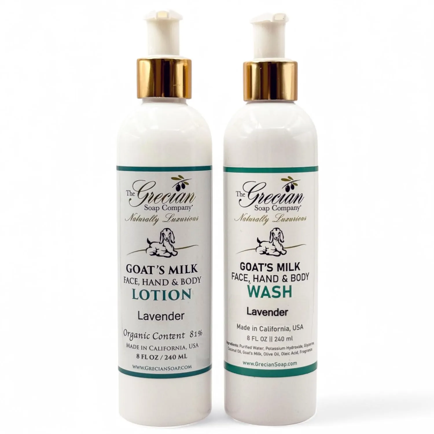 Goat Milk Lotion & Body Wash Set – Lavender Scent, 8oz each - Body Lotion & Face Wash, Moisturizing Skin Care Set for All Skin Types, Hydrating Skincare