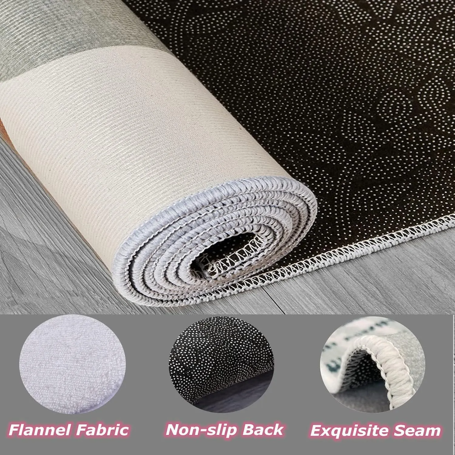 Golden Mountains Area Rug for Bedroom 5x8 Dreamy Sea of ​​Clouds Large Area Rugs Living Room Anime Style Moon Carpet for Study Bedroom Nursery, Washable Rugs Non Slip Soft Carpet