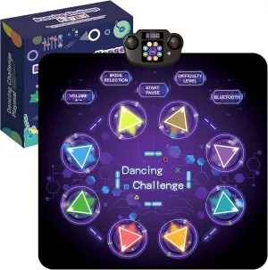 GOLDGE Kid's LED Dance Mat - 8-Button Pad with Volume Control, Music, Bluetooth, 8 Modes, 3 Difficulty Levels. Ages 3-12 (Purple)