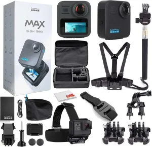 GoPro MAX 360 HD Video Waterproof Action Camera (2025) - with Accessory Kit - Spherical 5.6K30 HD Video - 1/4-20 Mounting System 1600 Enduro Battery - Vlogging and VR Content Creation