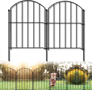 GOTGELIF Decorative Garden Fence 25 Panels, 17''(H) x26.7FT(L) Arched No Dig Animal Barrier with 26 Rustproof Stakes - Metal Dog Fence for Small Pets, Yard & Patio Border, Easy Install & Sturdy Design