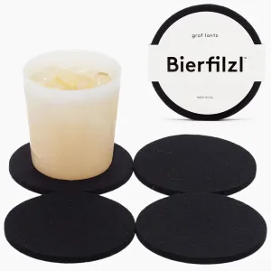 Graf Lantz - Bierfilzl Felt Coasters - Round - 100% Merino Wool - Moisture Wicking - Heat Resistant - Sustainable - Home Decor - Bar Decor - Housewarming Gift - 4 Coaster Set - 4" Circles - Black