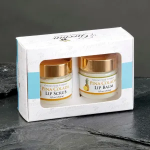 Grecian Ultimate Lip Care Gift Set Pina Colada Flavor - All-Natural Handmade Lip Scrub Exfoliator & Lip Balm for Dark Lips, 4 Flavors, Lip Lightening & Hydration, Soft and Plump 2oz