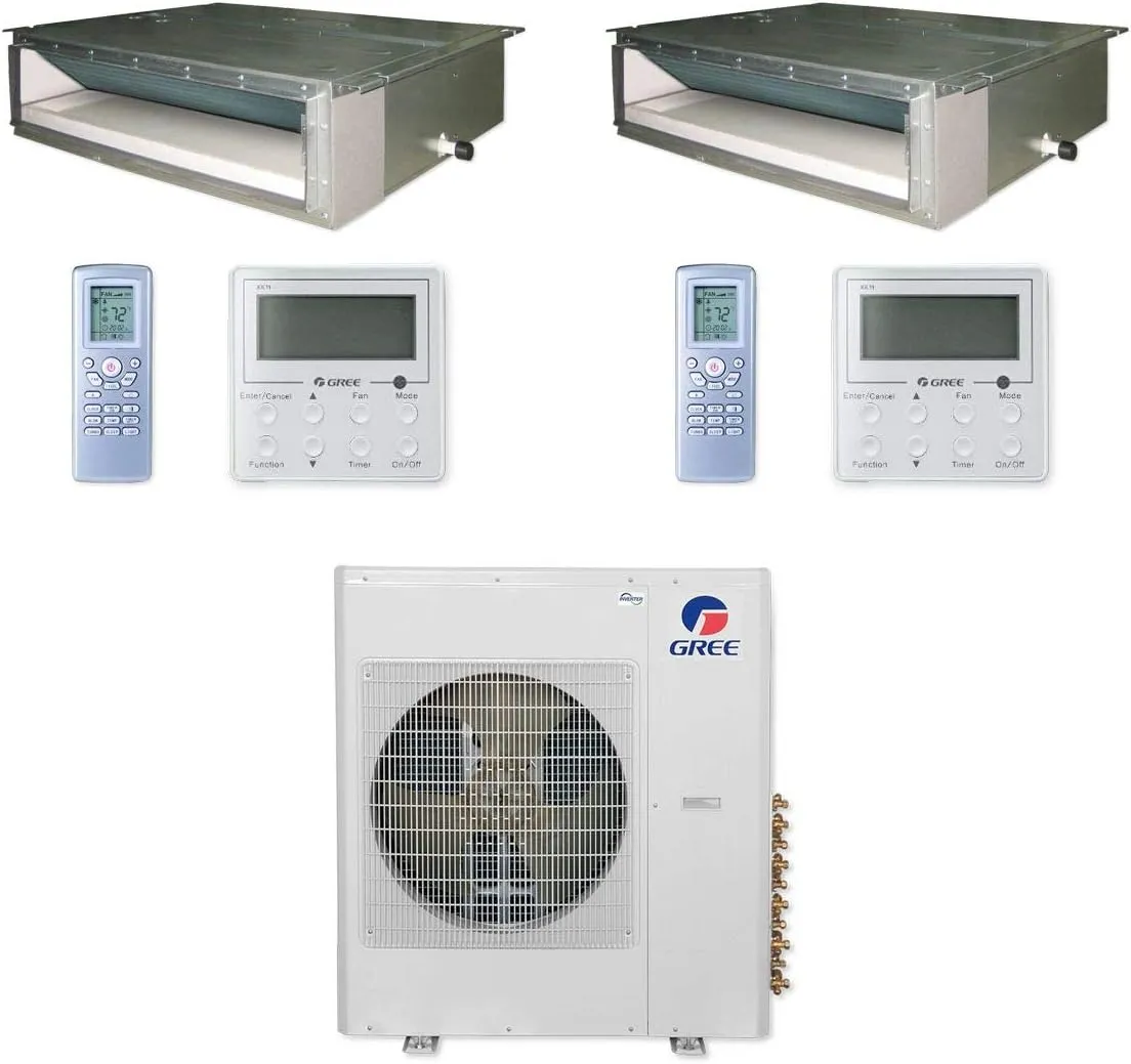 Gree 42,000 BTU Multi21  Dual-Zone Concealed Duct Mini Split Air Conditioner Heat Pump 208/230V SEER 21 (24-24)
