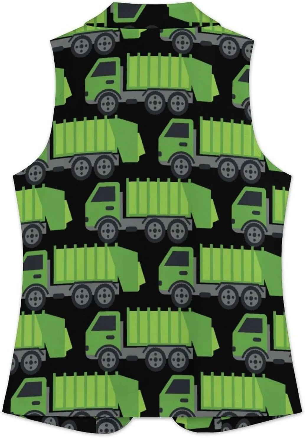 Green Garbage Truck Women's Waistcoat Vest V-Neck Casual Suit Sleeveless Blazer