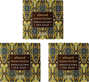 Greenwich Bay ALMOND Exfoliating Spa Soap, Enriched with Almond Oil, Shea Butter and Cocoa Butter. Blended with Cocoa Bean Shell, No Parabens, No Sulfates 6.35 Oz. (3 Pack)