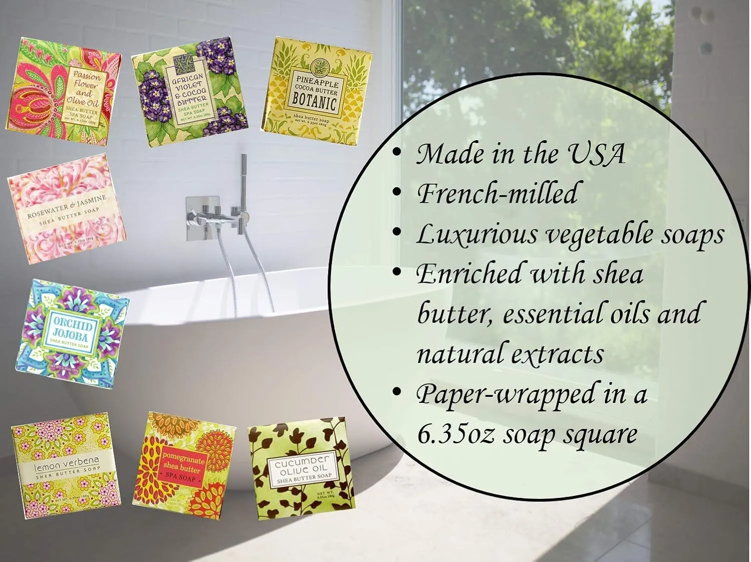 Greenwich Bay ALMOND Exfoliating Spa Soap, Enriched with Almond Oil, Shea Butter and Cocoa Butter. Blended with Cocoa Bean Shell, No Parabens, No Sulfates 6.35 Oz. (3 Pack)