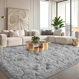 Grey Rug for Bedroom 6x9 Feet - Ultra Soft Faux Fur Area Rug - Plush Non-Slip Shaggy Carpet for Living Room, Cozy Fluffy Floor Rug for Home Decor