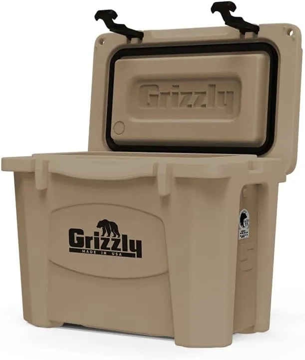 Grizzly 15 Cooler | 15 qt Ice Chest Durable Rotomolded Insulated | Made in USA | Warranty for Life | For Beach Boat Camping Fishing Hunting | G15
