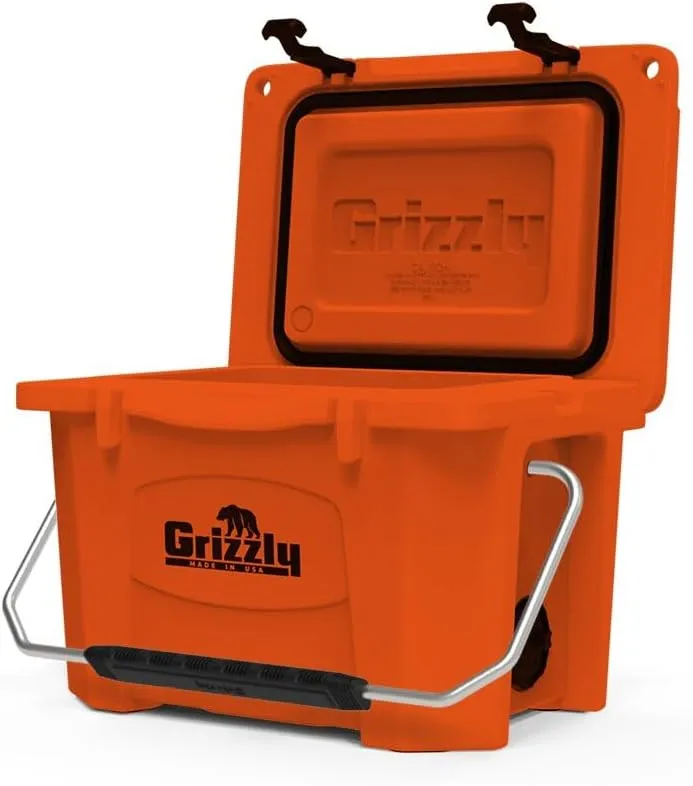 Grizzly 20 Cooler | 20 qt Ice Chest Durable Rotomolded Insulated | Made in USA | Warranty for Life | For Beach Boat Camping Fishing Hunting | G20
