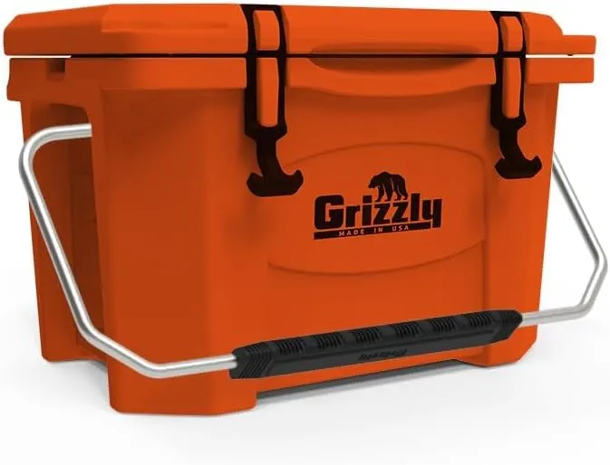 Grizzly 20 Cooler | 20 qt Ice Chest Durable Rotomolded Insulated | Made in USA | Warranty for Life | For Beach Boat Camping Fishing Hunting | G20