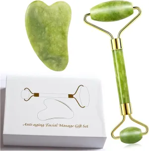 Gua sha Scraper Board Natural Crystal Jade Roller Facial Thin Massager Box Skin Slim Pink Stone Guasha Gem Anti Wrinkle Remover Gua Sha Gift Set Tool Massage Tool Set