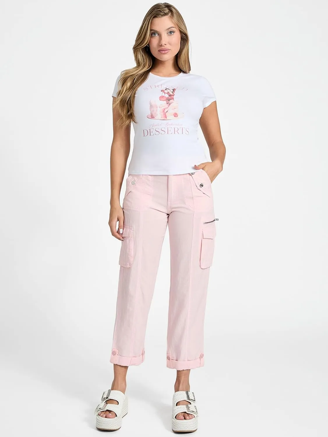 GUESS Women's Eco Short Sleeve Vintage Girl R5 Tee