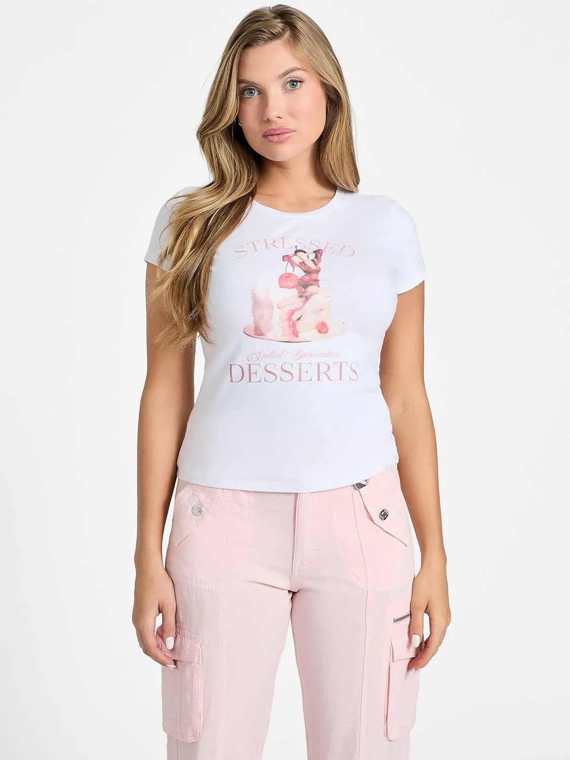 GUESS Women's Eco Short Sleeve Vintage Girl R5 Tee