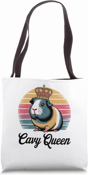 Guinea Pig Cavy Queen Crowned Retro Pet Tote Bag