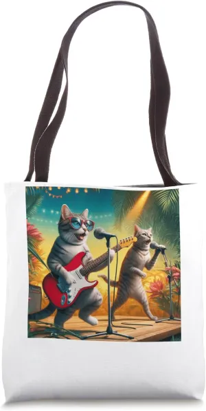 Guitarist Kitten Music Guitar Lover Singer Cute Duet Cat Tote Bag