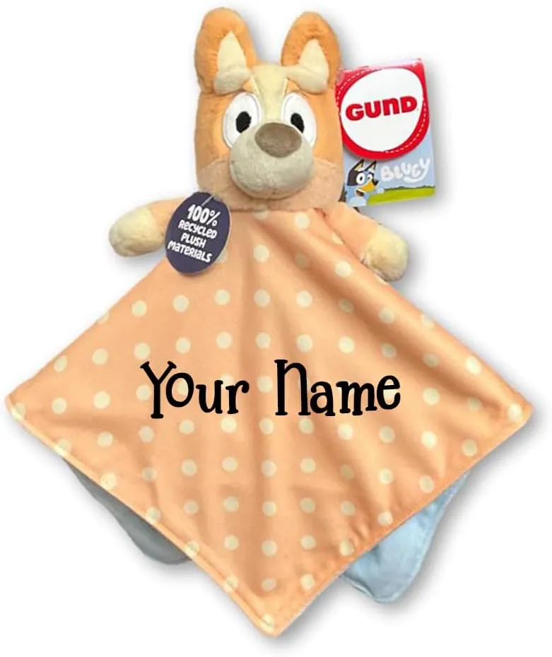 GUND Bingo Sustainably Soft Plush Lovey, Made with Recycled Materials, Baby Blanket with Stuffed Animal, Orange, 13” (Personalized)