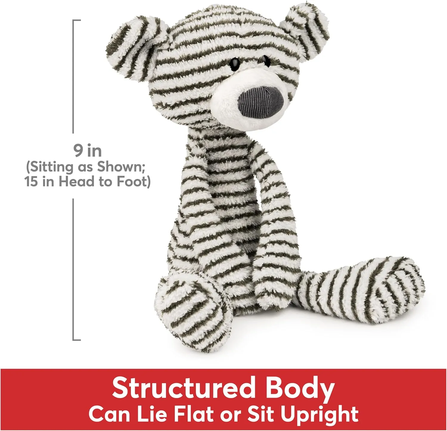GUND Toothpick Stripes, Teddy Bear Stuffed Animal for Ages 1 and Up, Black/White, 15”