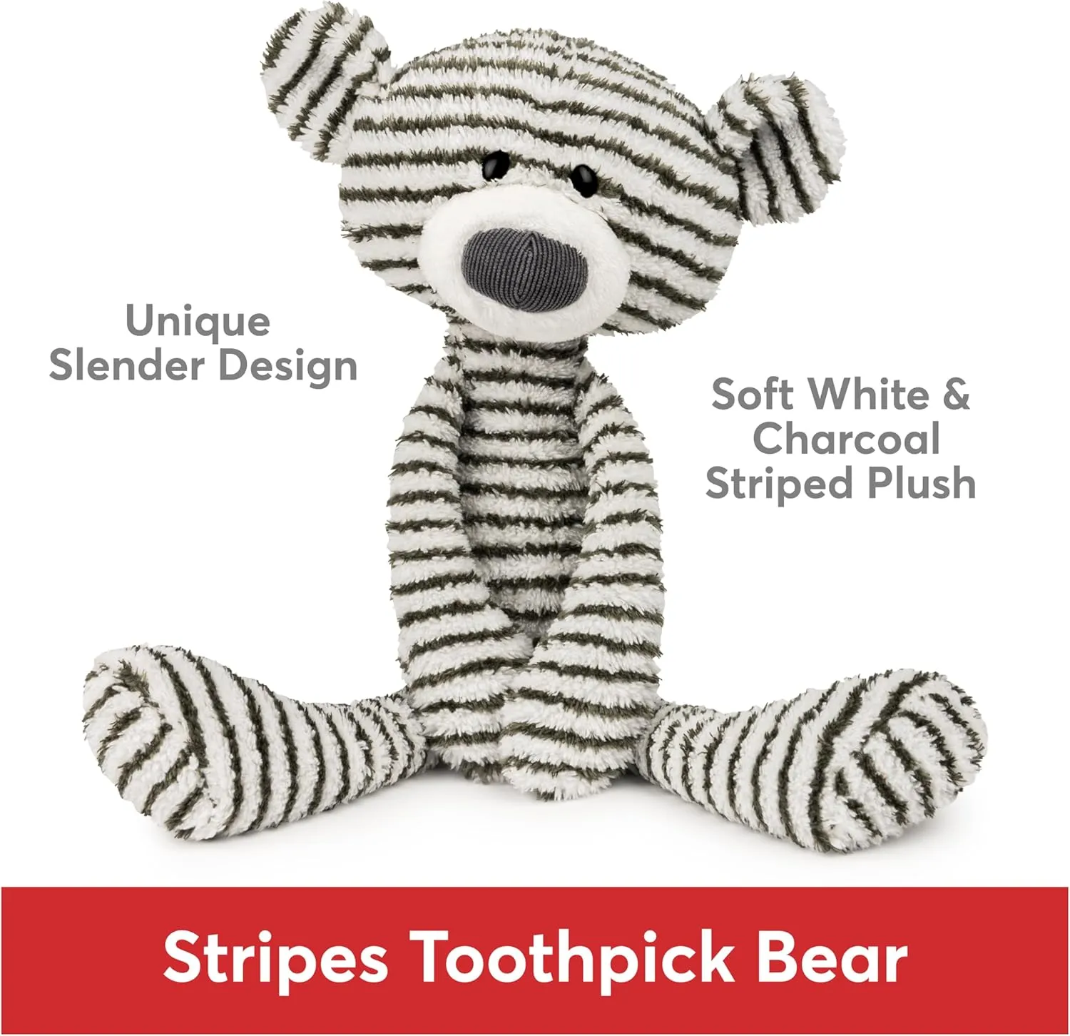 GUND Toothpick Stripes, Teddy Bear Stuffed Animal for Ages 1 and Up, Black/White, 15”