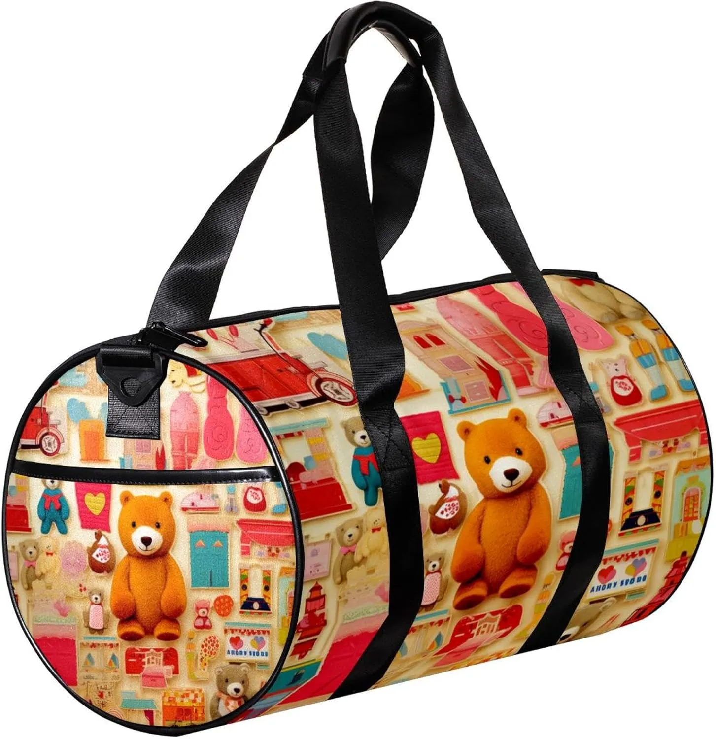 Gym Bag for Women,Small Gym Bag for Men,Cartoon Doodle Cartoon Bear,Overnight Bag