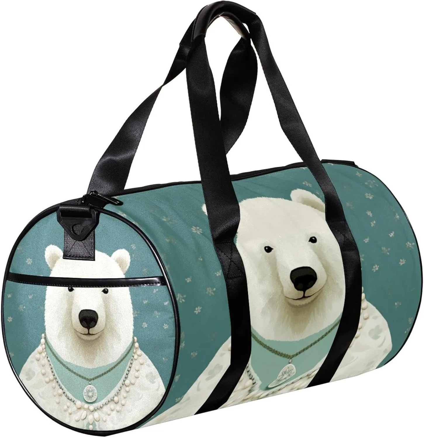 Gym Bag for Women,Small Gym Bag for Men,White Bear Dot Cartoon,Overnight Bag
