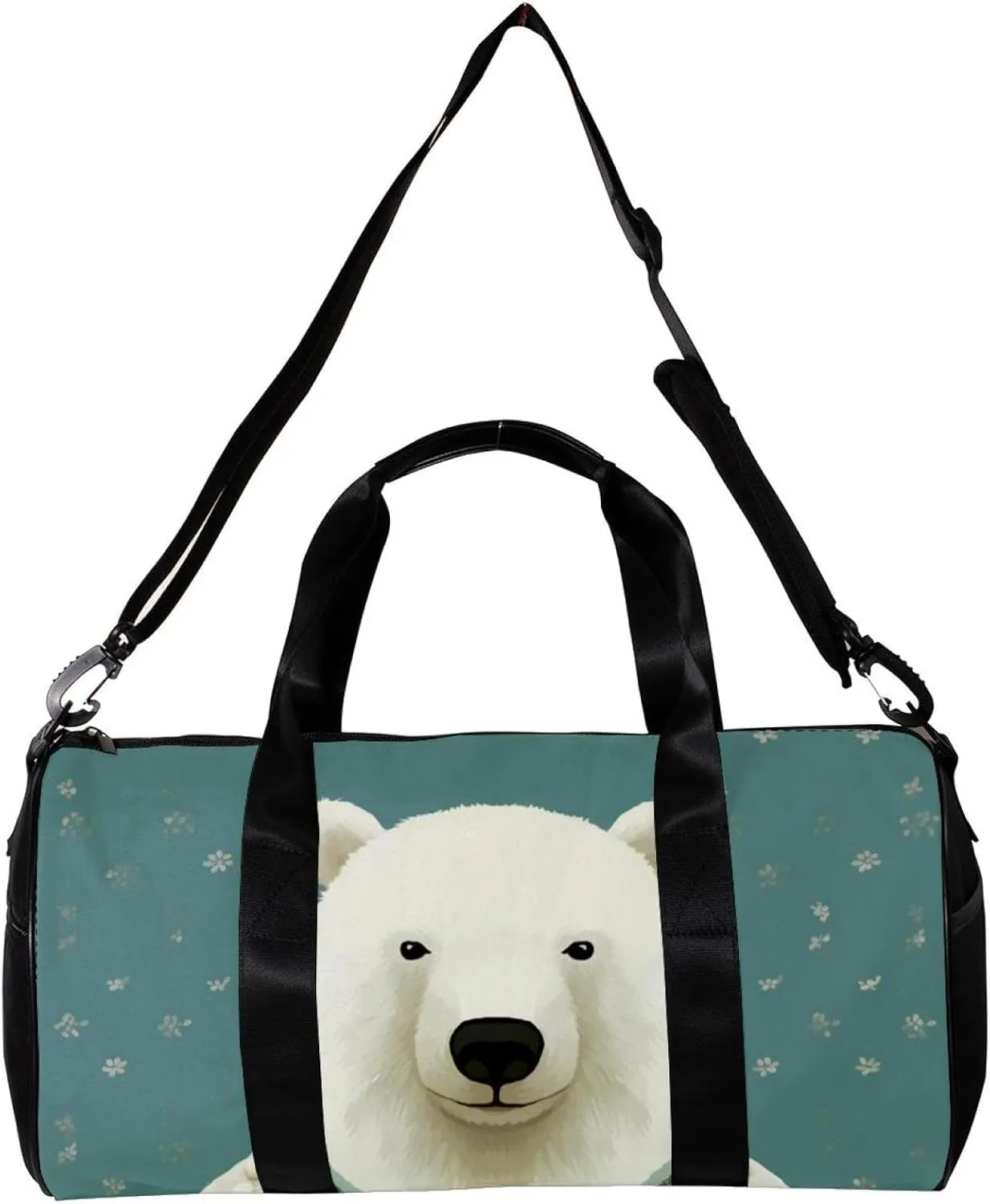 Gym Bag for Women,Small Gym Bag for Men,White Bear Dot Cartoon,Overnight Bag