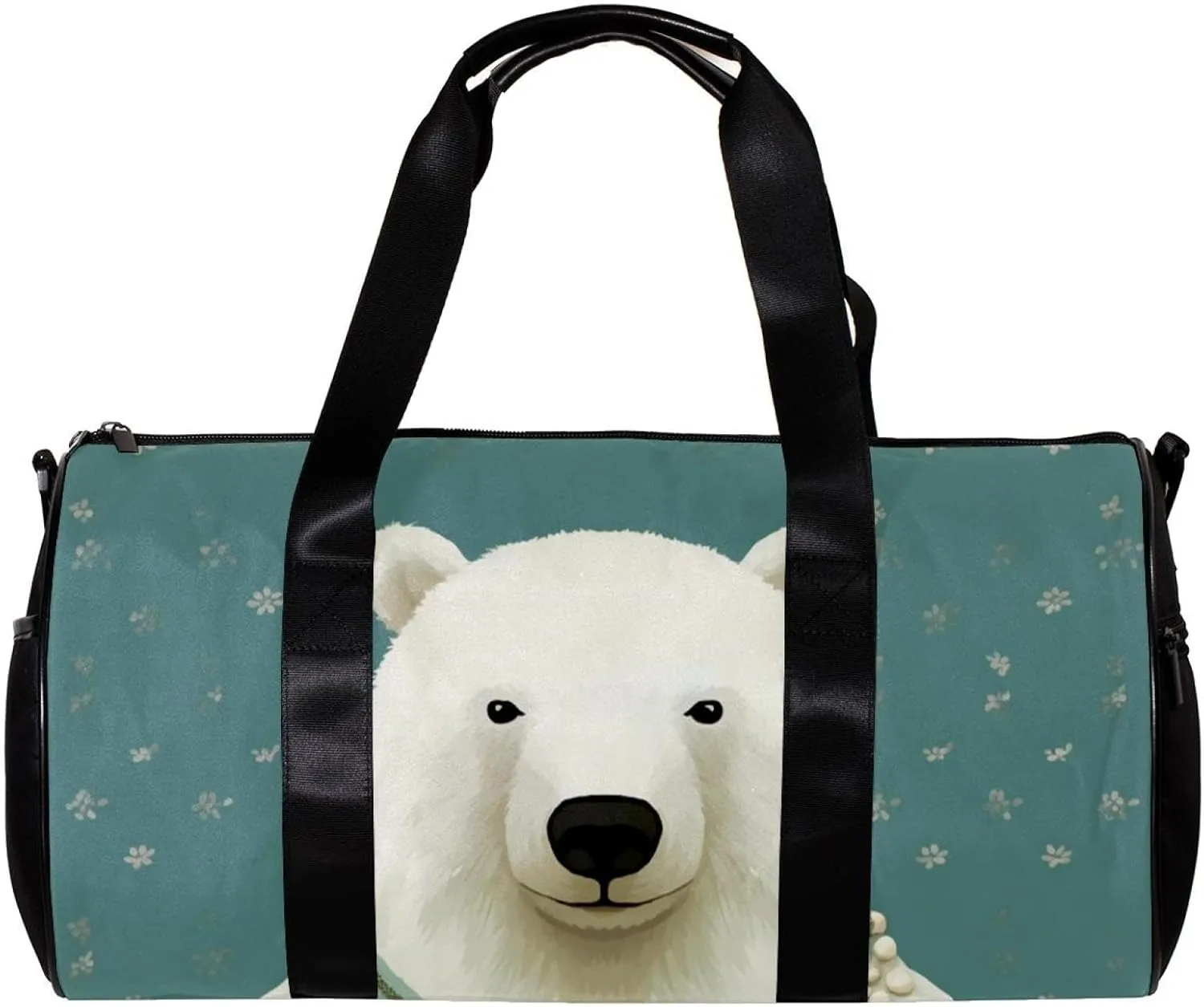 Gym Bag for Women,Small Gym Bag for Men,White Bear Dot Cartoon,Overnight Bag