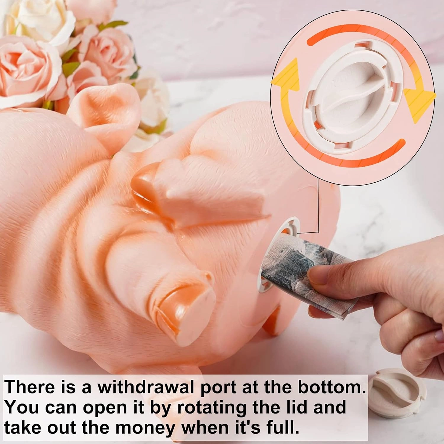 H&W Cute Pig Coin Money Bank, Shatterproof Piggy Bank, Creative Money Bank, Can Store 1000 Coins, Best Bitrthday Gift, Squint Piggy (WK7-D2)