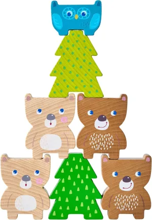 HABA Forest Friends Wooden Stacking Toy – Montessori Sorting Game & Shape Sorter for Toddlers – Educational Wooden Blocks for Preschool Learning – Stacking Toys for Toddlers 2 , Made in Germany