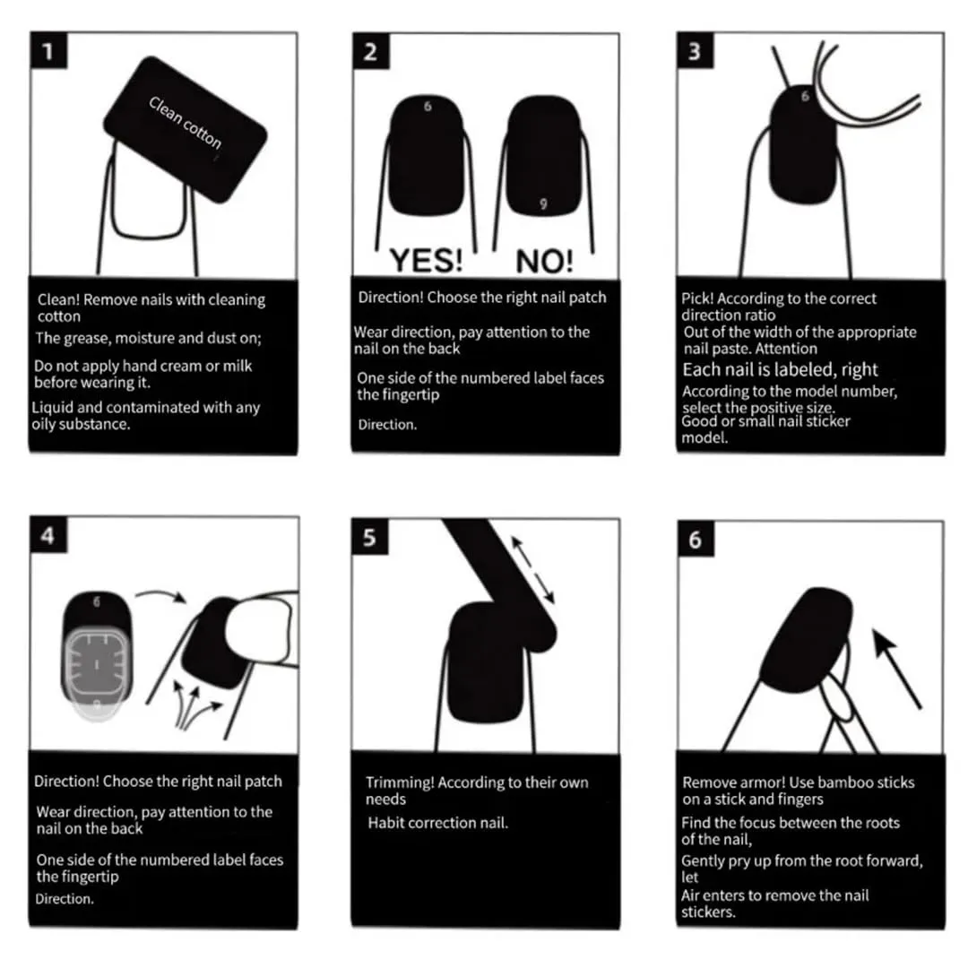 Hand Pressed Nails French Black Edge Translucent Reusable Fake Nails Artificial Manicure Wearable
