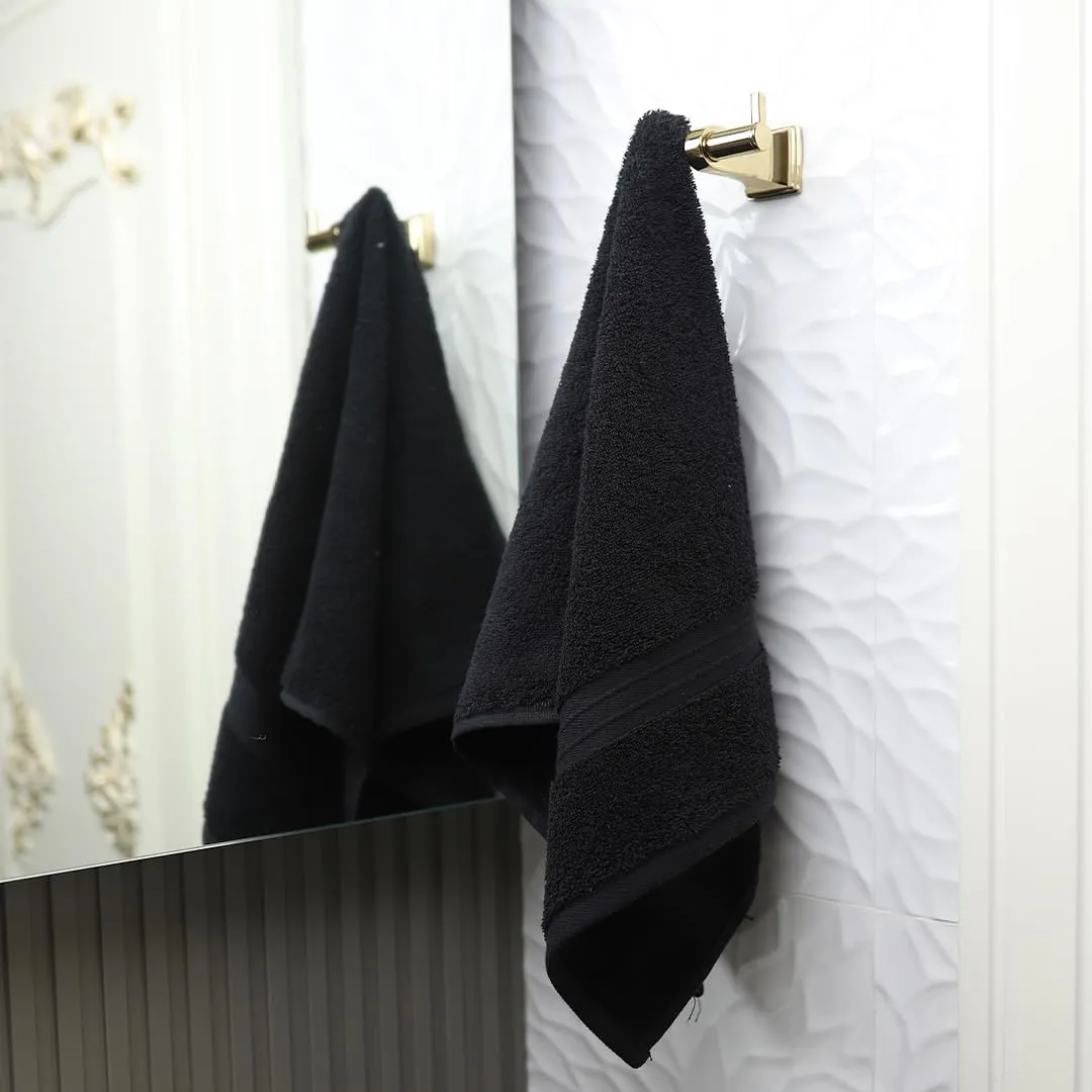 Hand Towels Set of 4 - Extra Soft & Thick, Large (16"x 28") 100% Cotton, Spa Quality, Luxury and Cozy - Versatile, Perfect as Gym and Hotel Towel, Face and Hair Cloths - Black