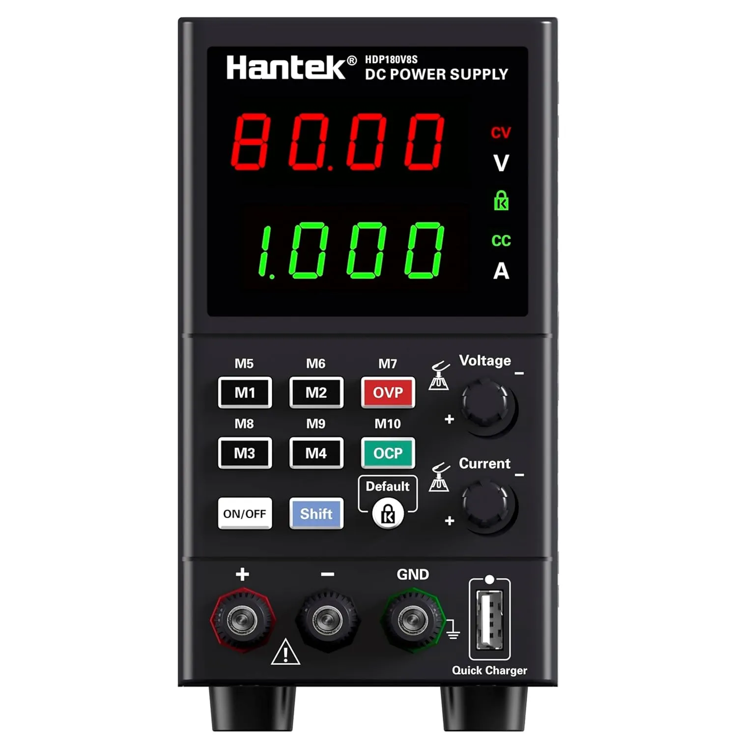 Hantek HDP180V8S Programmable DC Power Supply 80V 8A 10mV/1mA 4-Digits Display Input 230V/115V Storage Functions up to 10 Groups