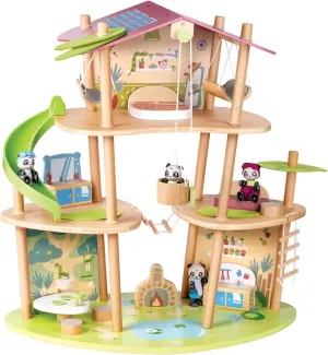 Hape Pandas’ Bamboo House, Green Planet Explorers | Educational Toy Doll House with Furniture, for Children Ages 3  Years